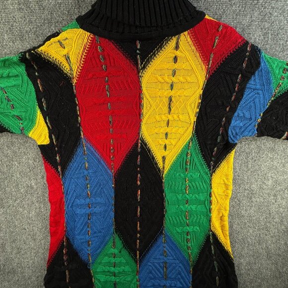 COOGI Australia Women Turtleneck Sweater Intricate Knit Abstract Colorful Medium - Picture 13 of 16